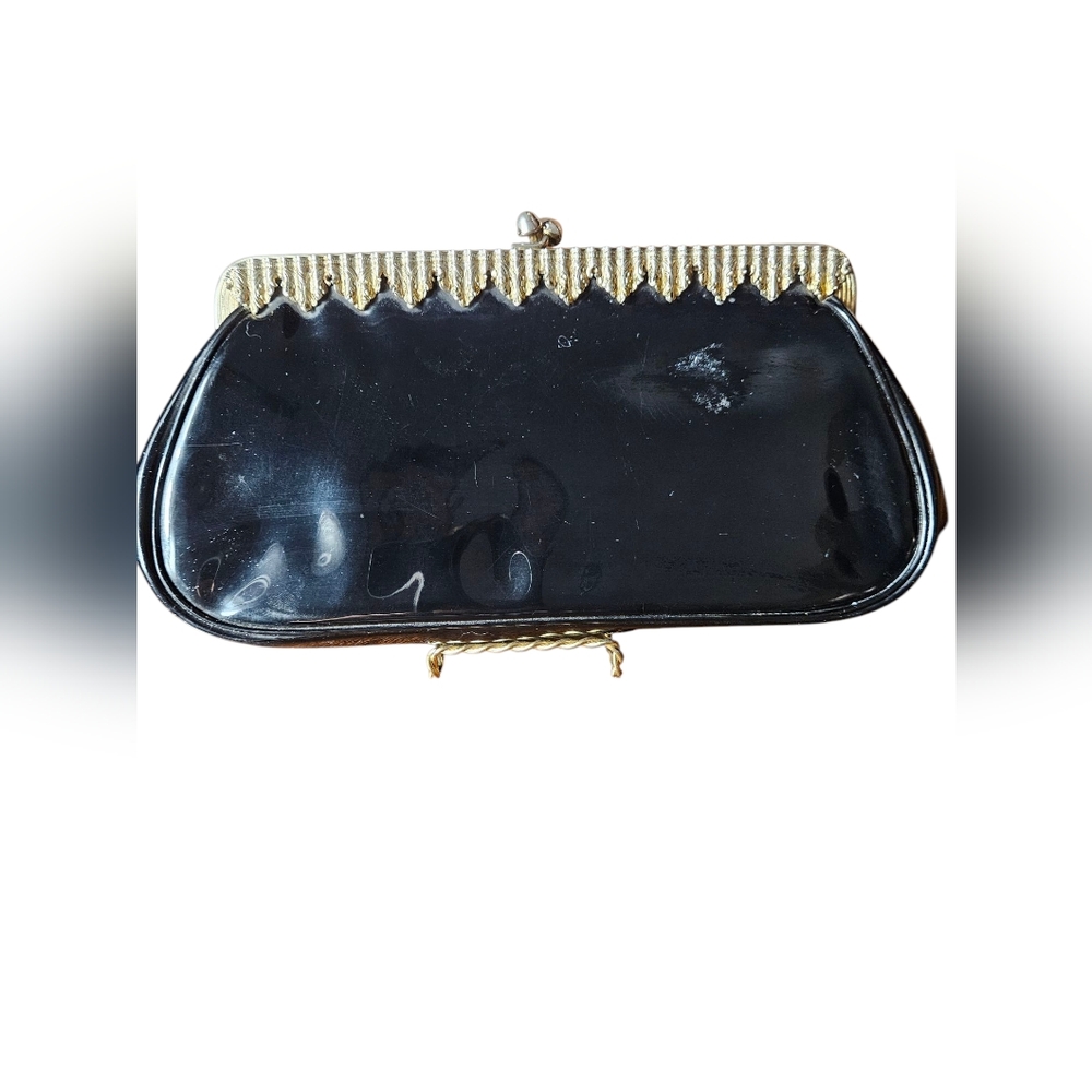 Elegant Black Clutch with Gold Accents